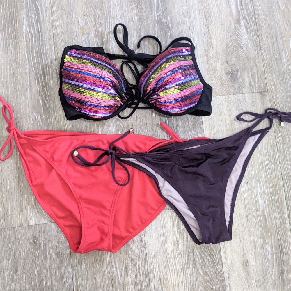 Victorias Secret BIKINI SET top & 2 Large bottoms